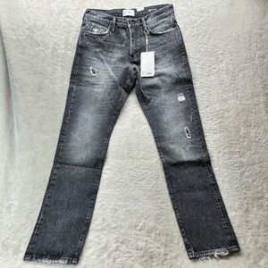 NWT Ovadia and Sons NY Men's Straight Taper Jeans Black Destroyed Jeans